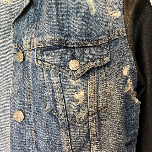 Rag and Bone denim jacket leather sleeves size xs - Picture 4 of 7